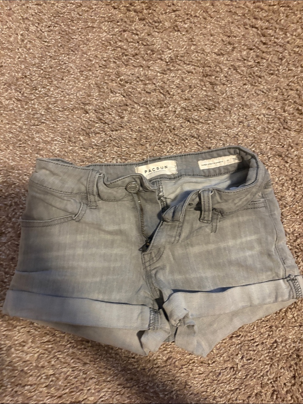 PacSun Women's Light Gray Rolled-Hem Denim Shorts